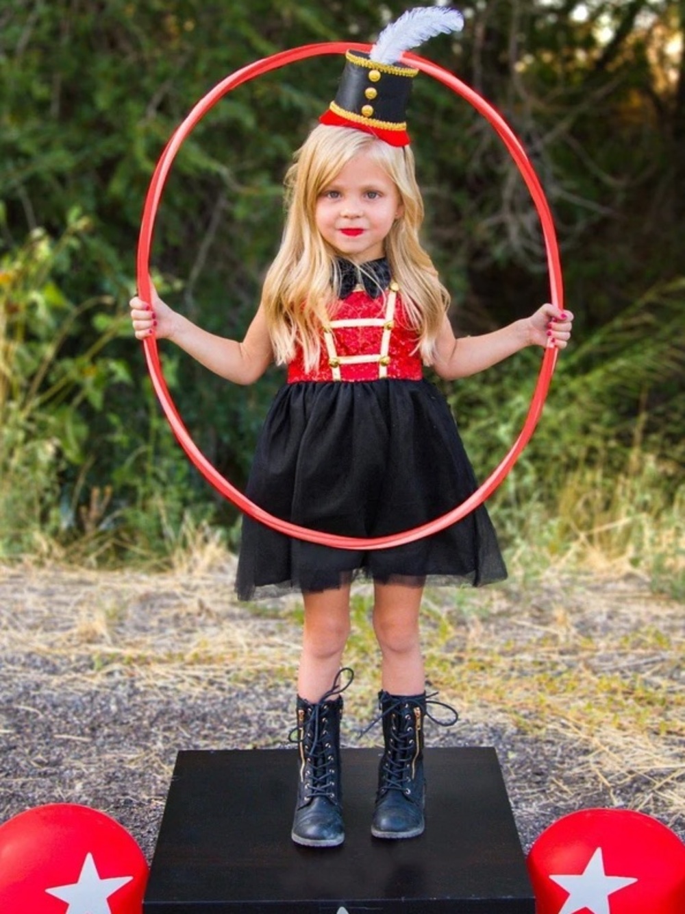 Sparkle Pink Ringmaster Halloween Costume Tutu Dress Black Red Boss Circus 5T 5